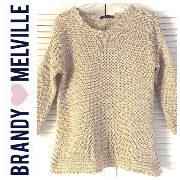 Brandy Melville Sweaters - BRANDY MELVILLE Cream Long Sleeve SWEATER TOP